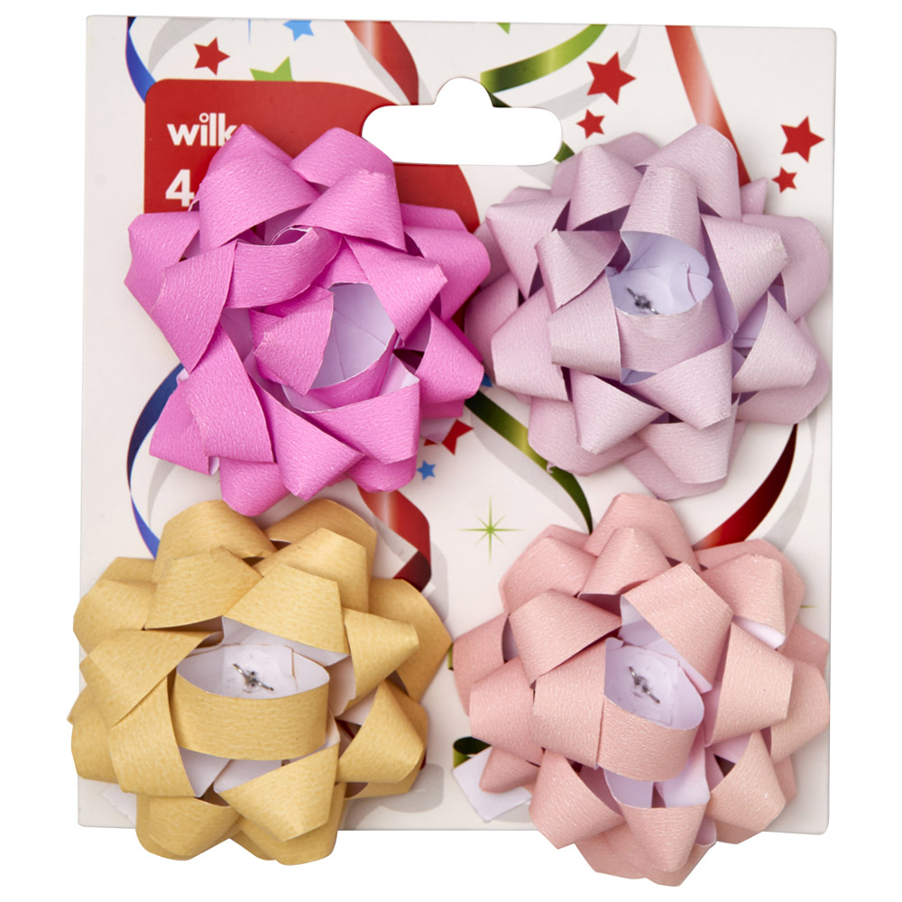 Wilko Pink Paper Bows 4 Pack Image 6