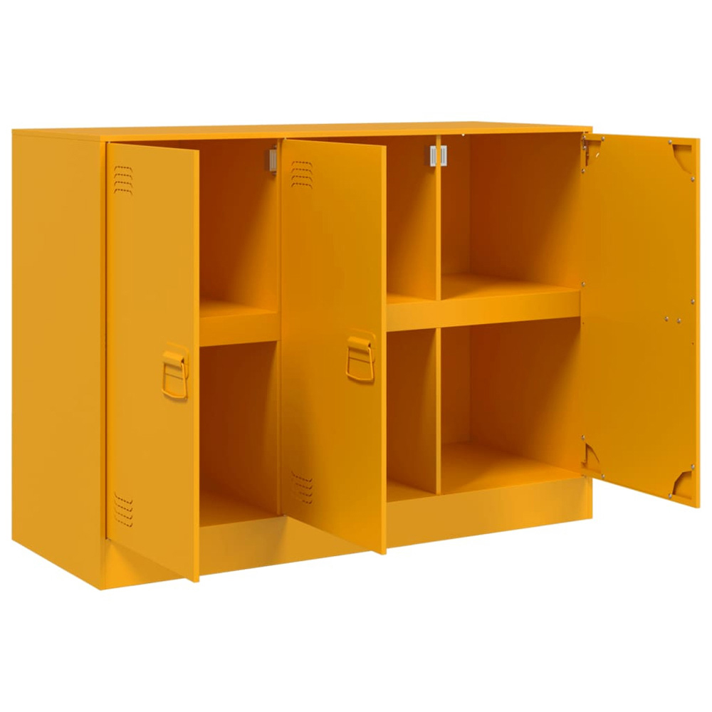 vidaXL 3 Door Mustard Yellow Metal Sideboard Image 3