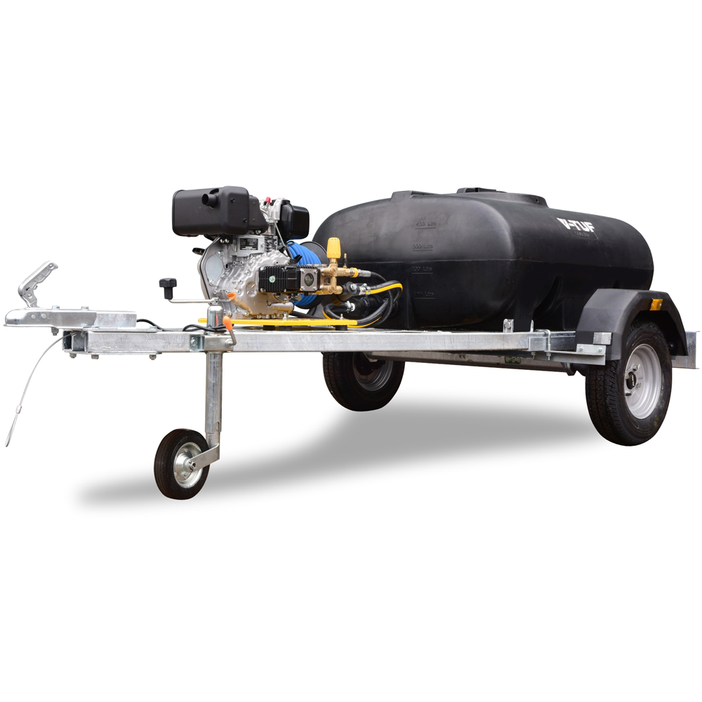 V-TUF DELUGE 6.5HP Honda Direct Drive Petrol 500L Highway Trailer Bowser Pressure Washer 165Bar Image 1