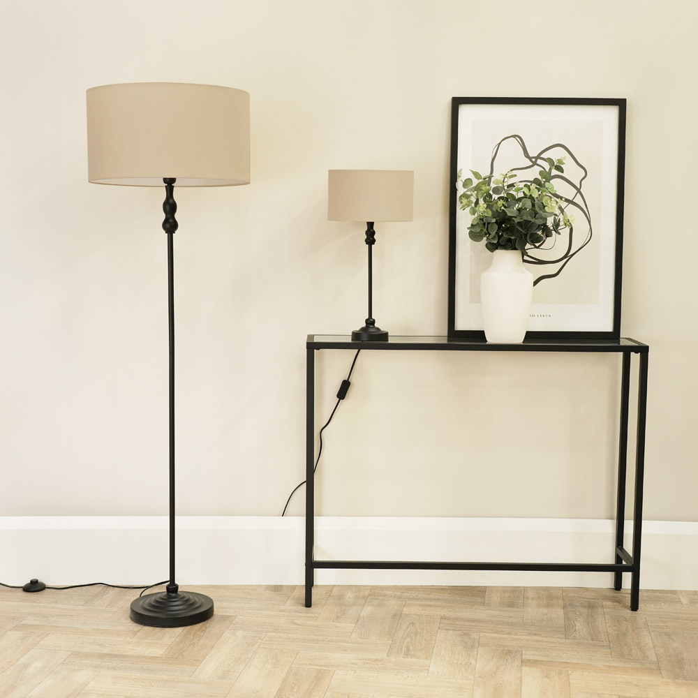 ValueLights Maggie Natural and Black Drum Shade Candlestick LED Table Lamp Image 5