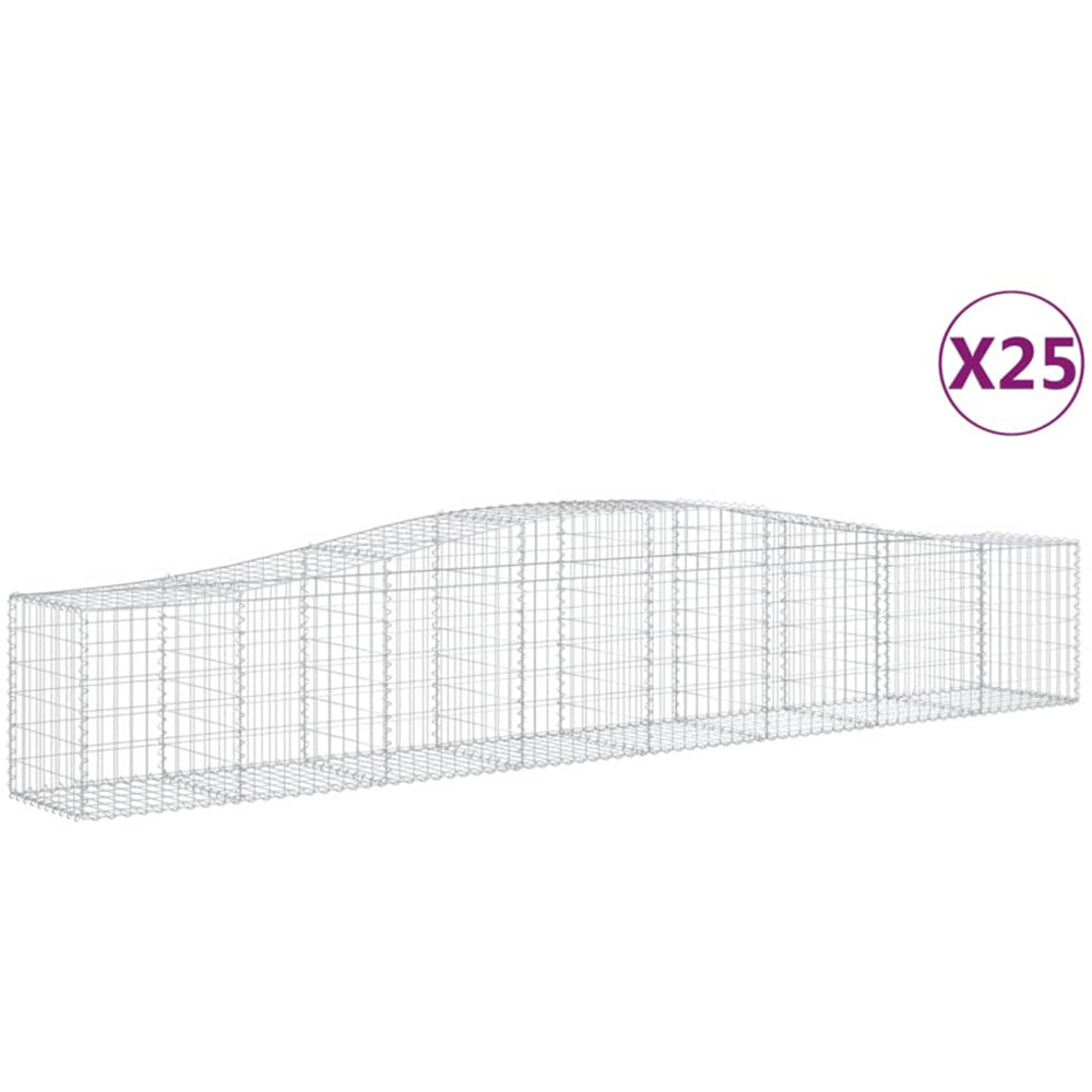vidaXL Silver Galvanised Iron Arched Gabion Basket 400 x 50 x 60/80cm 25 Pack Image 4