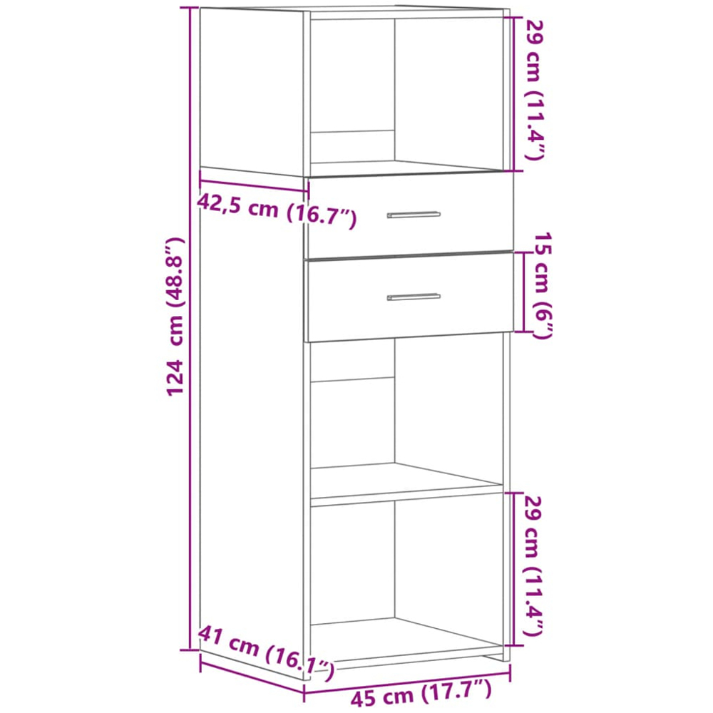 vidaXL 2 Drawer 3 Shelf Sonoma Oak Highboard Image 9