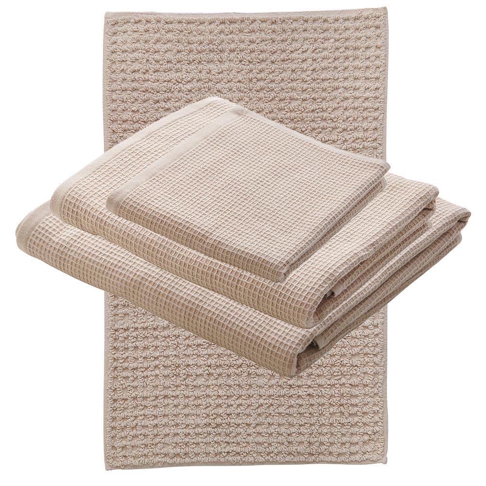 Wilko Waffle Textured Cotton Oatmeal Hand Towel Image 7