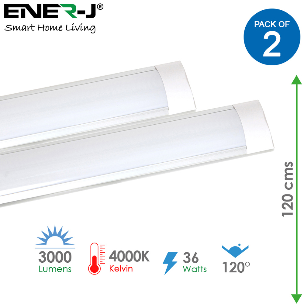 ENER-J 36W 4000K LED Prismatic Batten 120cm 2 Pack Image 7