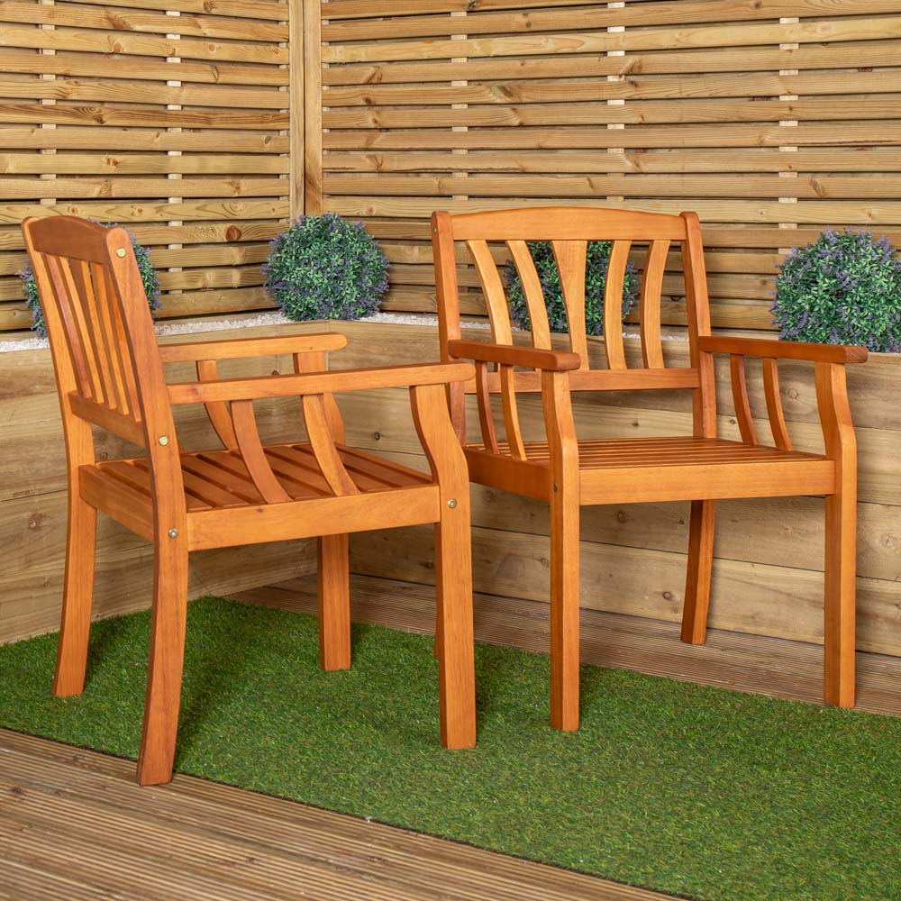 Samuel Alexander Kapalua Set of 2 Wooden Slatted Outdoor Dining Chair Image 8
