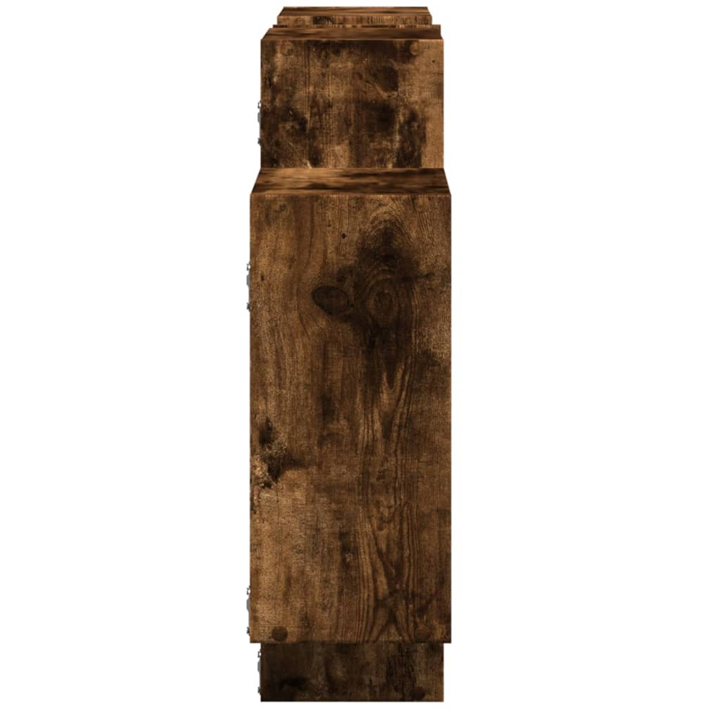 vidaXL 7 Shelf Smoked Oak Floating Wall Shelf Image 5