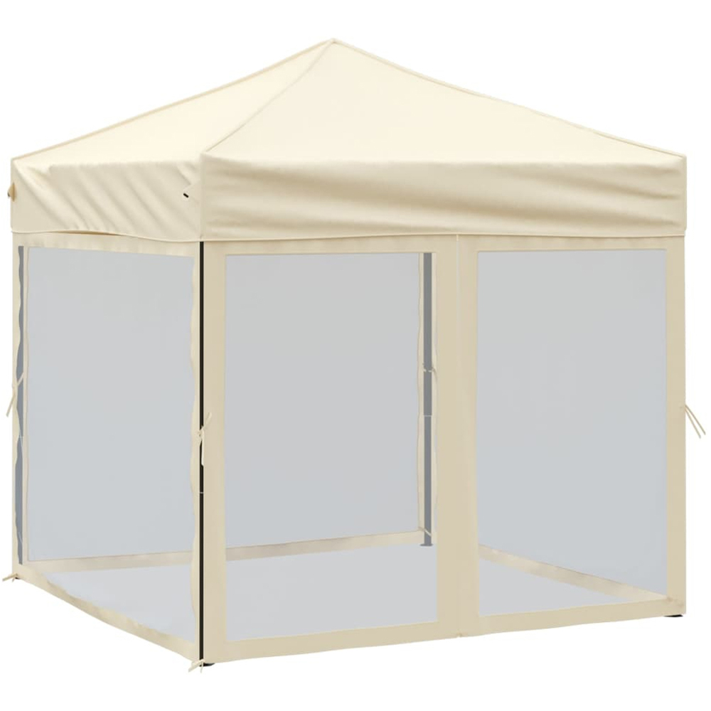 vidaXL 2 x 2m Cream Foldable Party Tent with Sidewalls Image 2