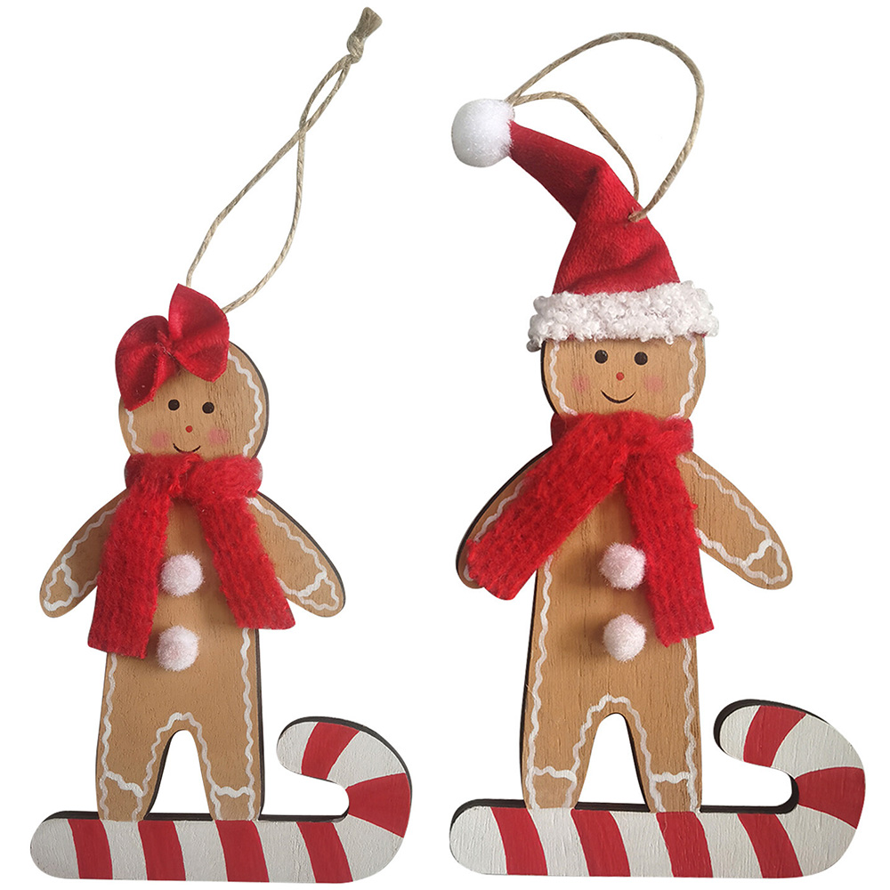 Candy Cane Lane Red Gingerbread On Candy Cane Hanging Single Ornament Image 1
