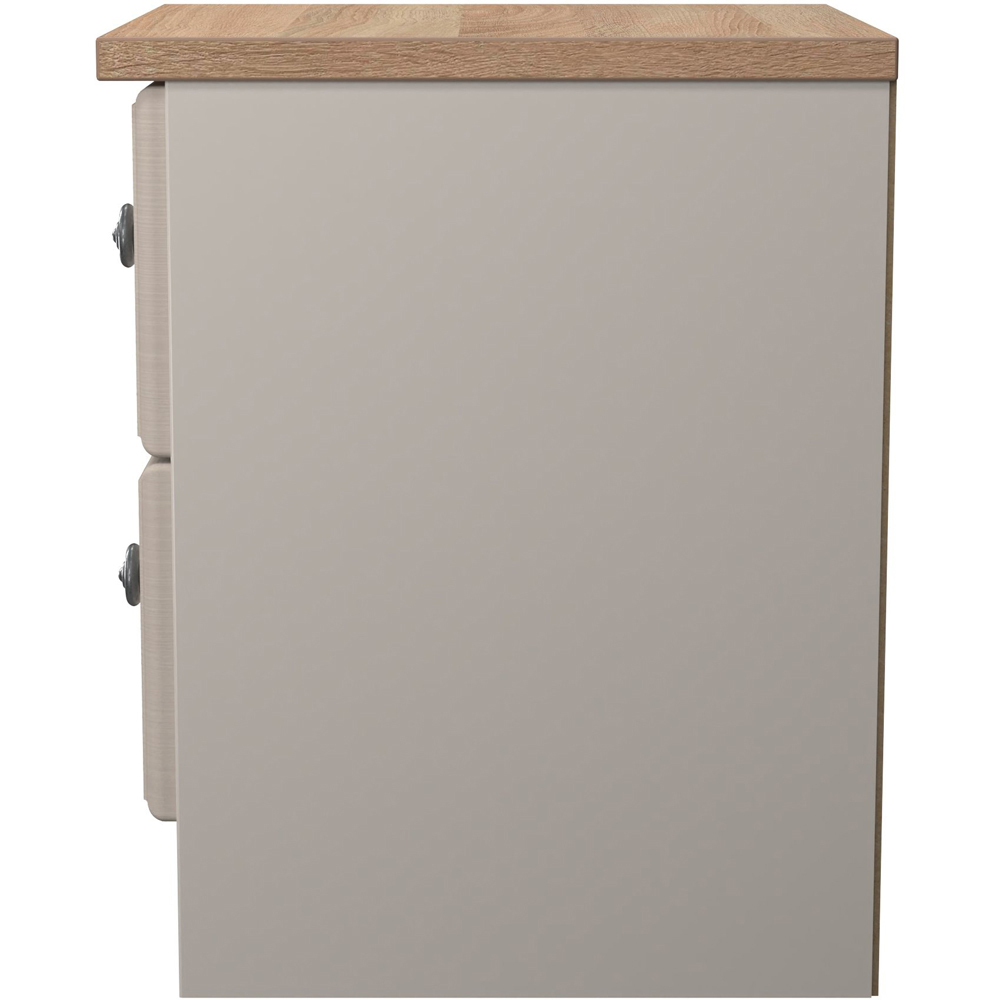 Crowndale Norfolk 2 Drawer Kashmir Ash and Bardolino Oak Compact Bedside Cabinet Ready Assembled Image 4
