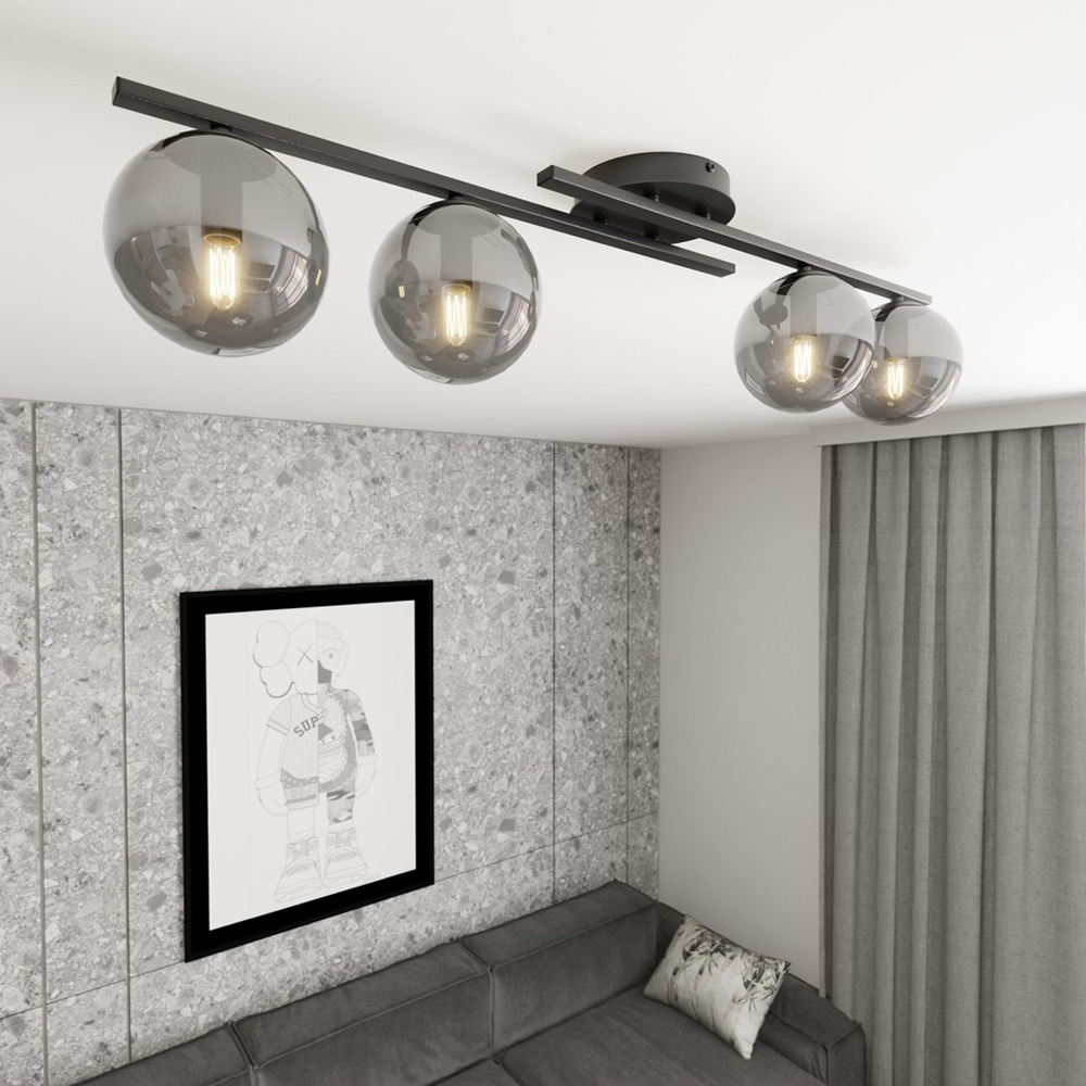 Emibig Kairo 4 Light Graphite Shade Black Ceiling Lamp Image 2