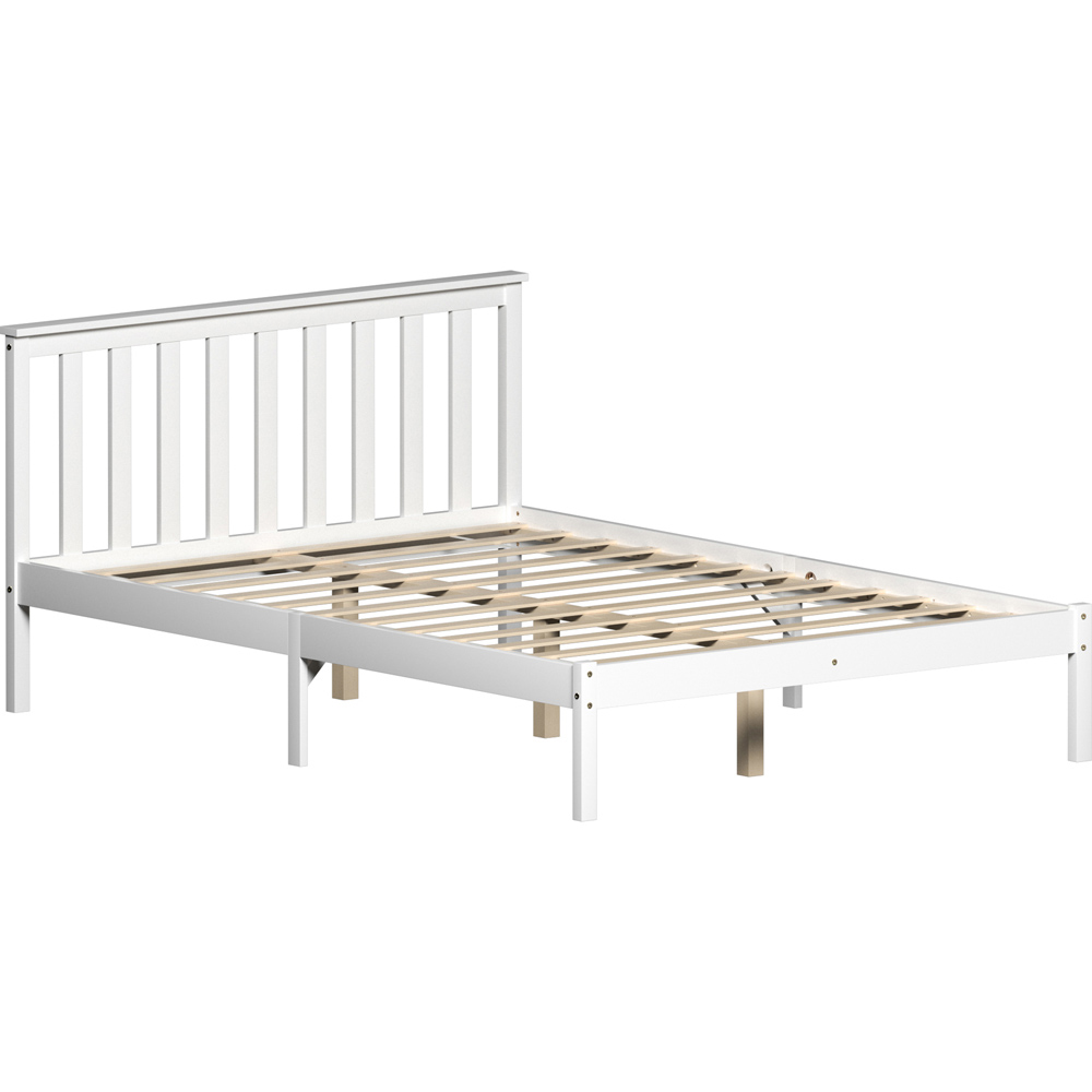 Vida Designs Milan Double White Low Foot Wooden Bed Frame Image 2