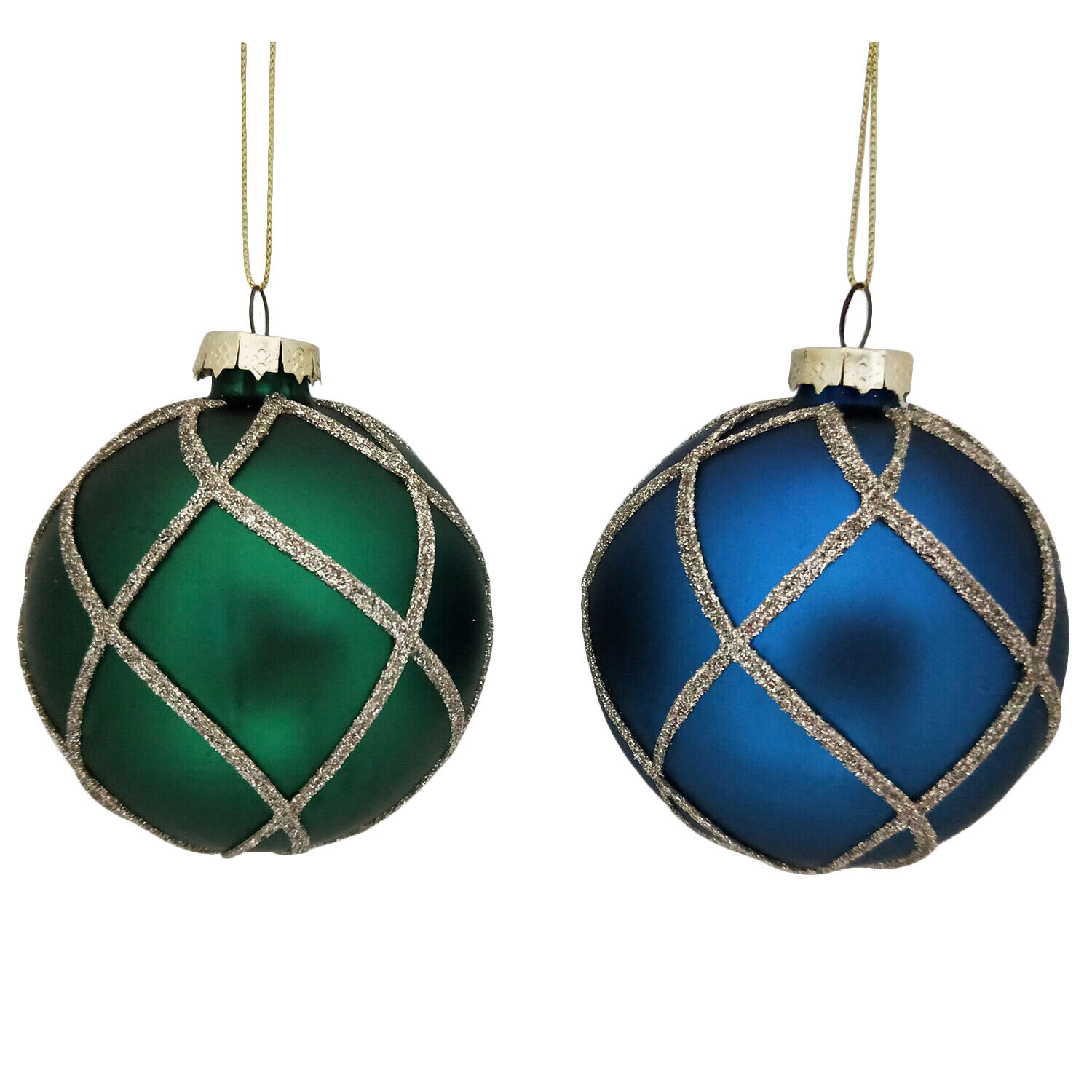 Single Royal Emerald Matte Gold Glitter Bauble in Assorted styles Image