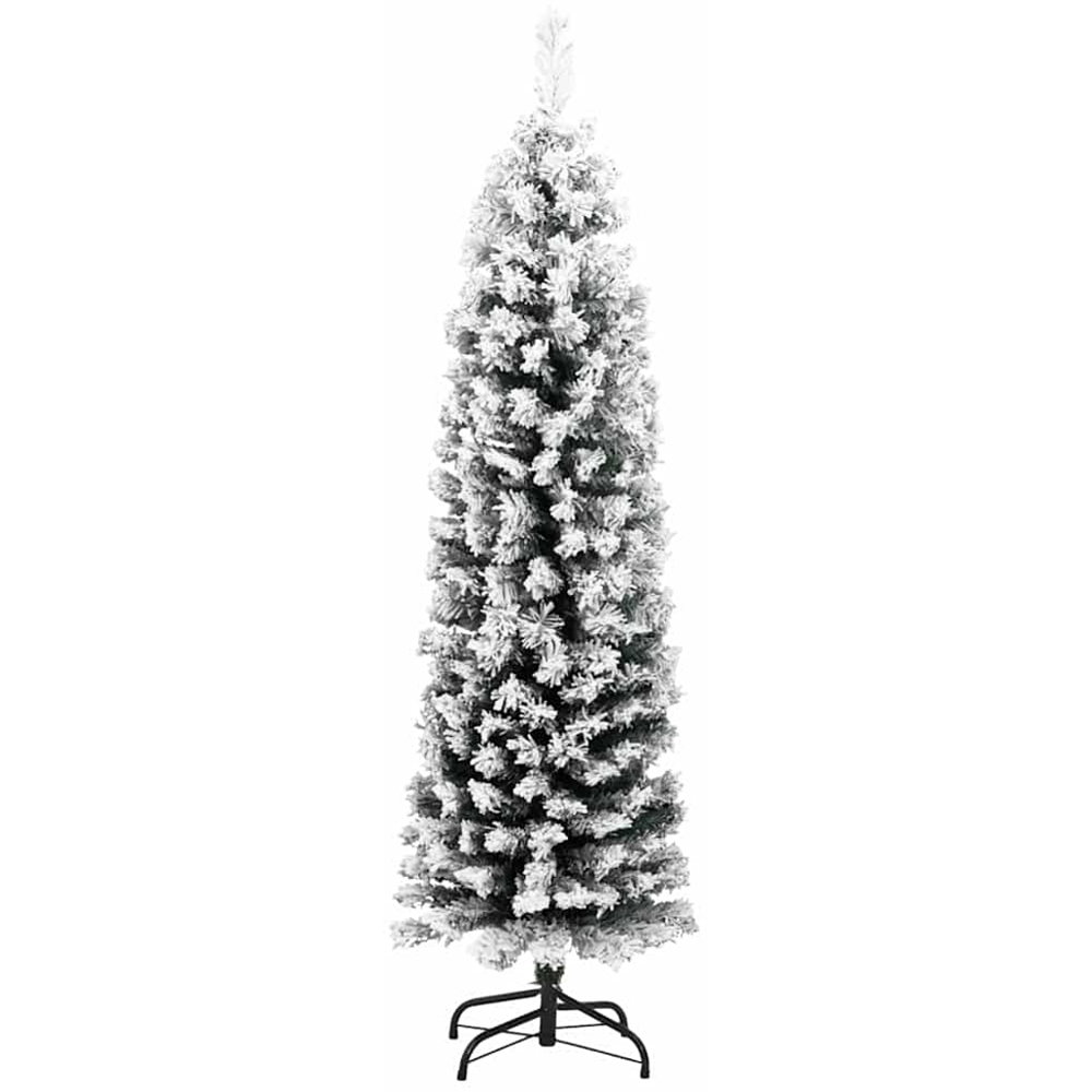 vidaXL Green Snow Flocked Artificial Christmas Tree with LEDs Red Decoration Ornaments 5ft Image 5