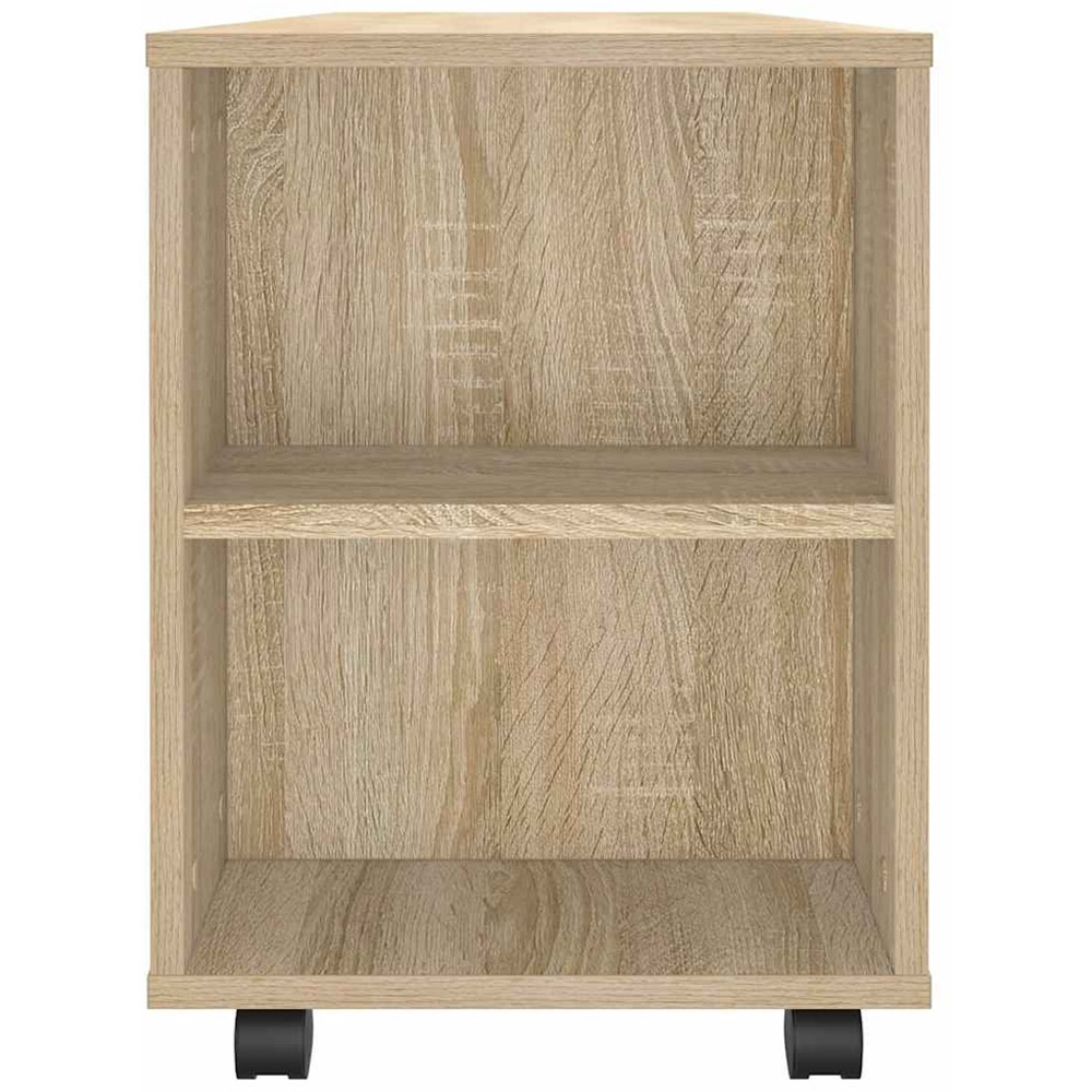 vidaXL 2 Drawer Single Open Shelf Sonoma Oak TV Cabinet with Wheels Image 6