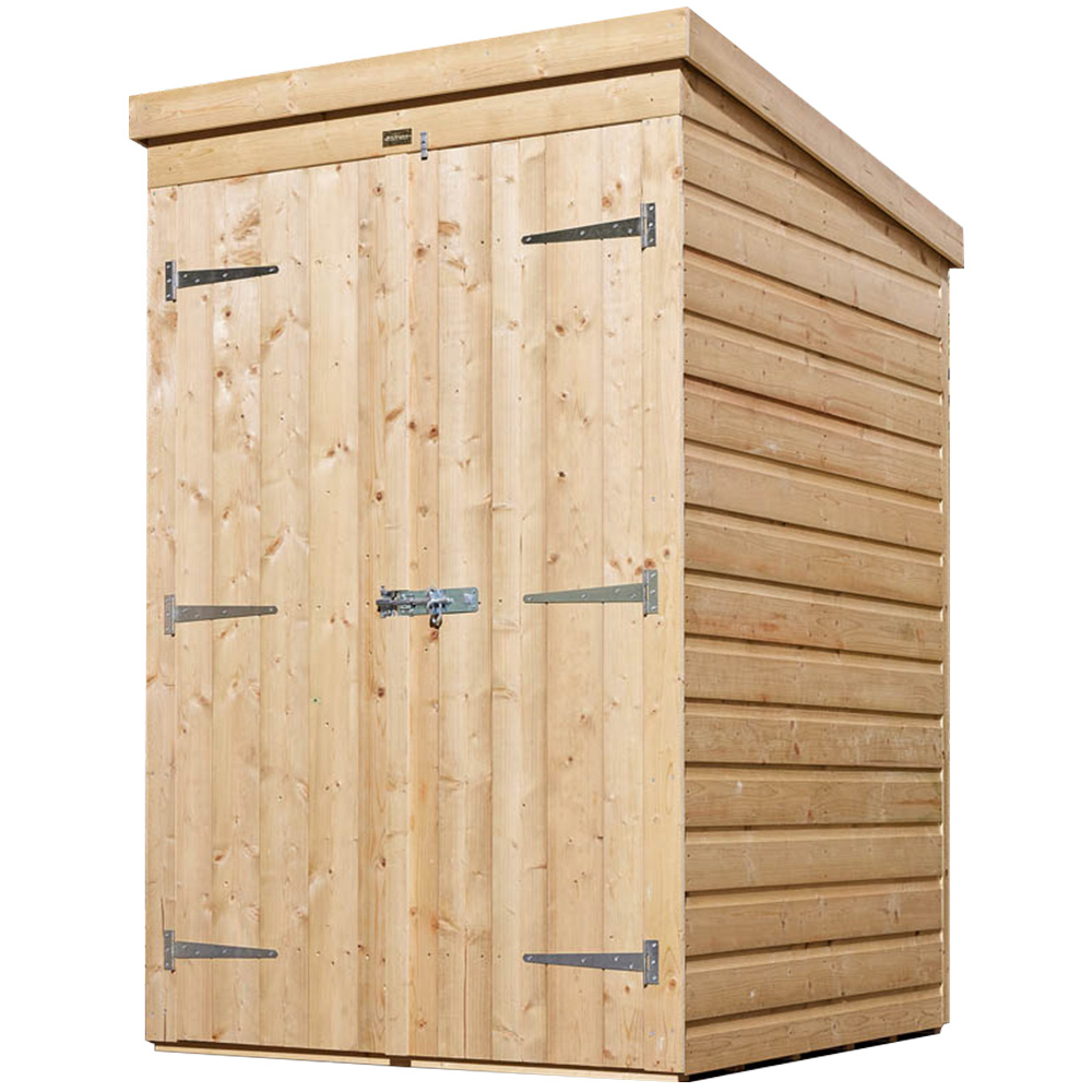 Rowlinson 4 x 4ft Double Door Shiplap Pent Shed Image 1
