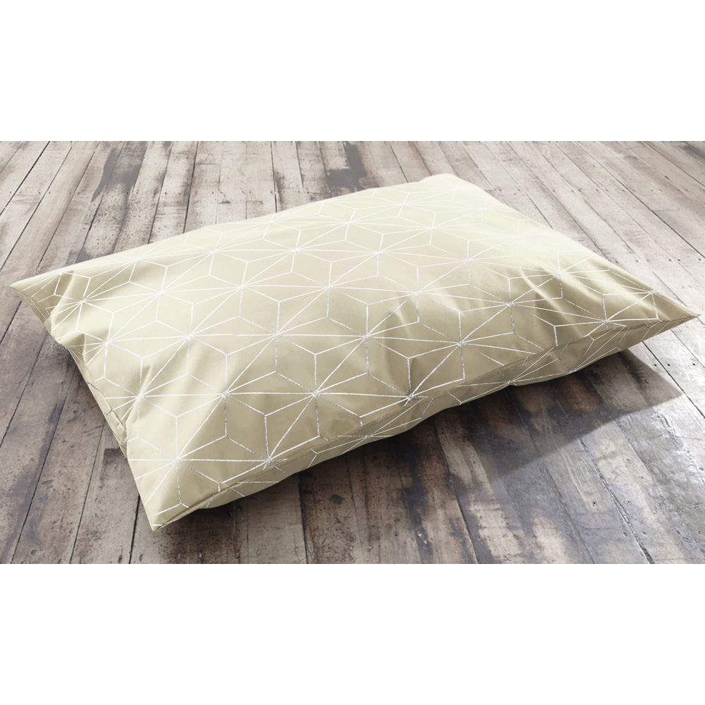 Velosso Cream Metallic-Effect Geometric Pattern Non-Slip Lounging Cushion 78 x 120cm Image 2