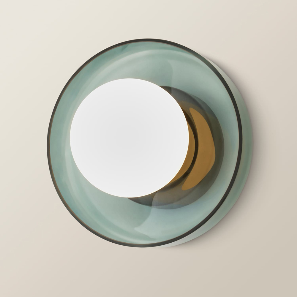 ValueLights Newbury Jade Green Glass Shade Flush Wall Light with Bulb Image 5