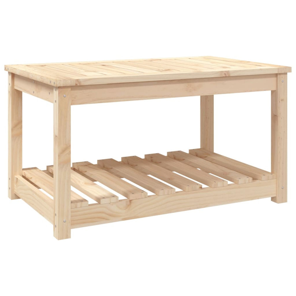 vidaXL Single Shelf Natural Solid Pine Wood Slatted Garden Table 82.5 x 50.5cm Image 2