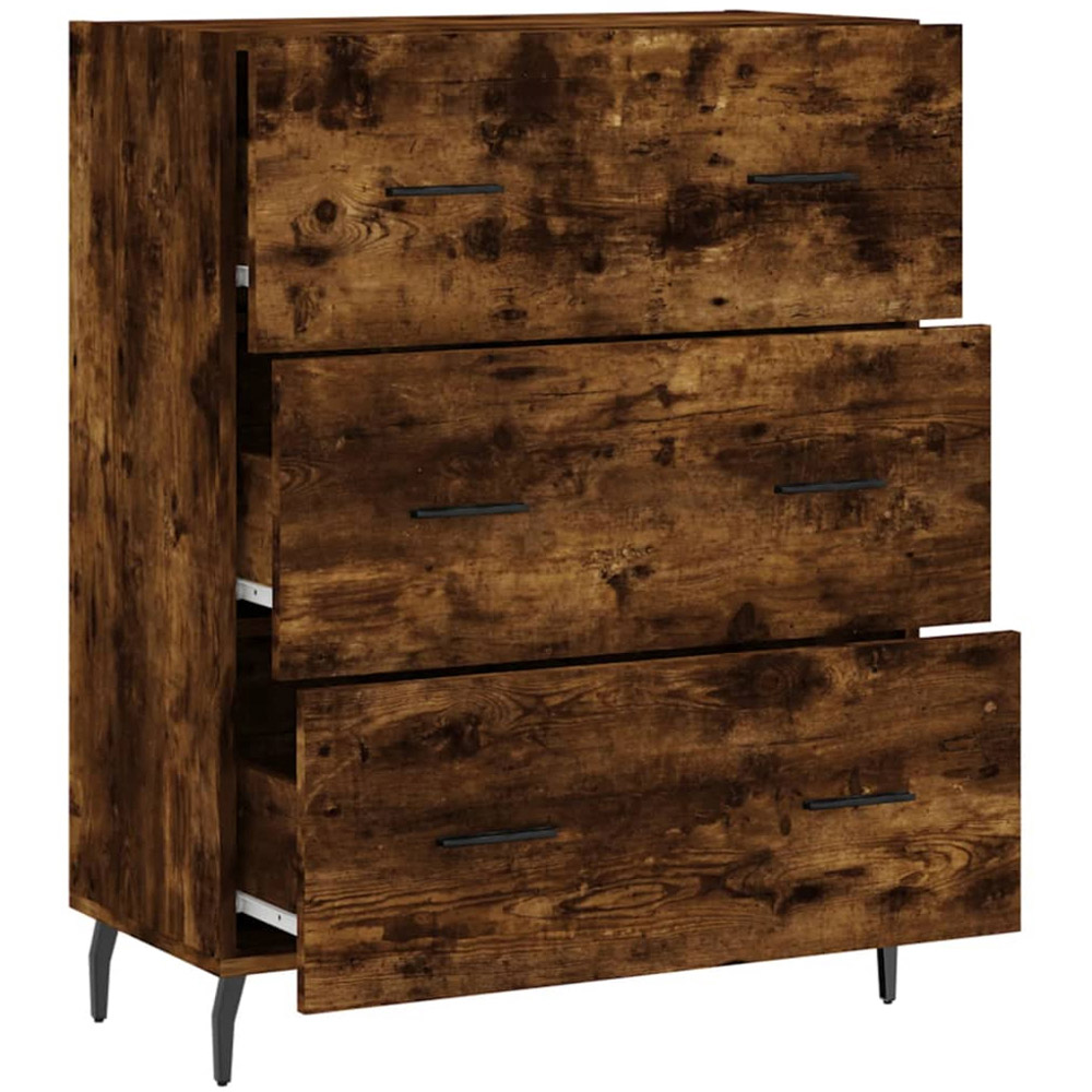 vidaXL 3 Drawer Smoked Oak Sideboard Image 6