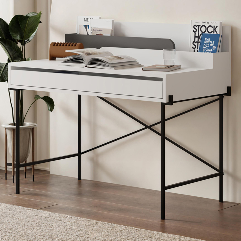 Decortie Leila Table with Hutch White Image 1