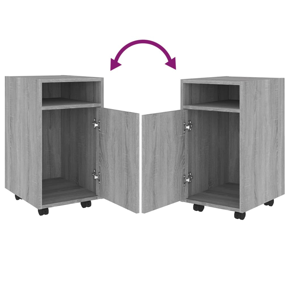 vidaXL Single Door Single Shelf Grey Sonoma Side Cabinet with Wheels Image 5