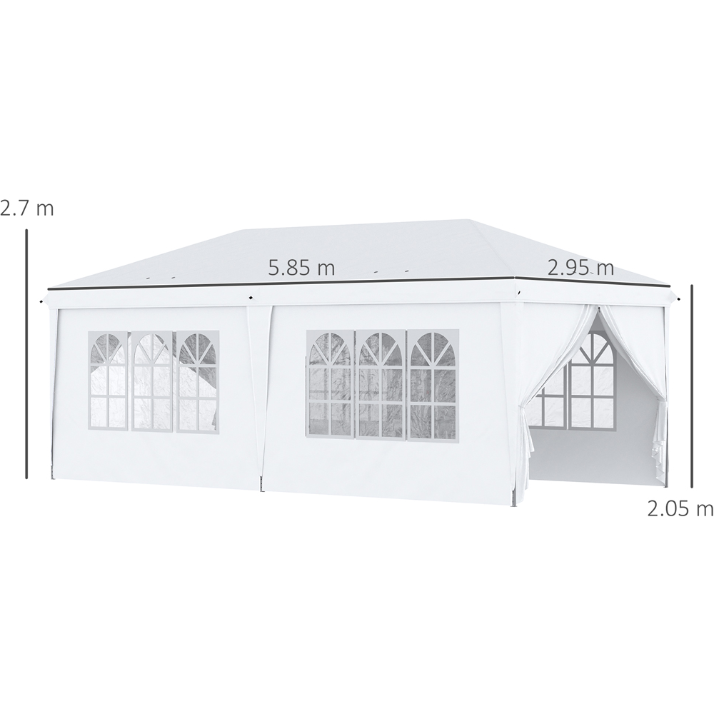Outsunny 6 x 3m Silver Marquee Pop Up Gazebo with Sides and Windows Image 7