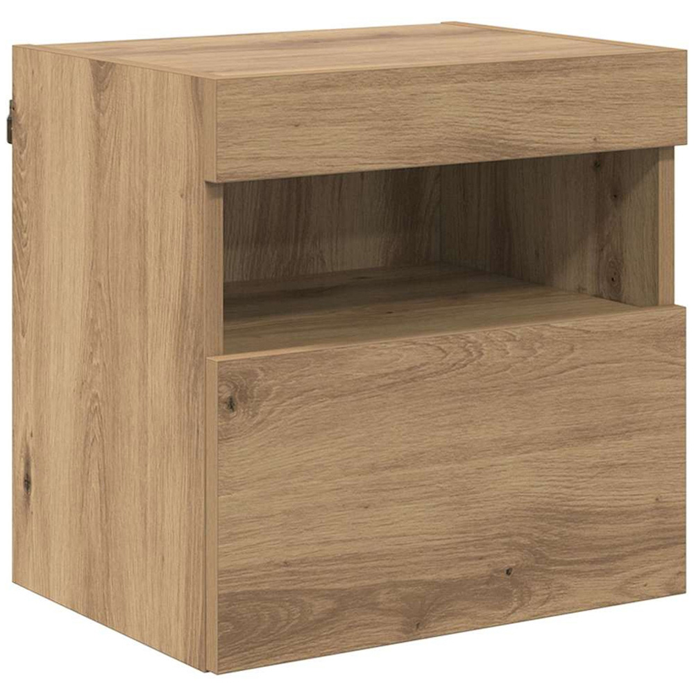 vidaXL Single Door Single Shelf Artisan Oak Wall Mounted TV Cabinet with LED Light 2 Pack Image 2