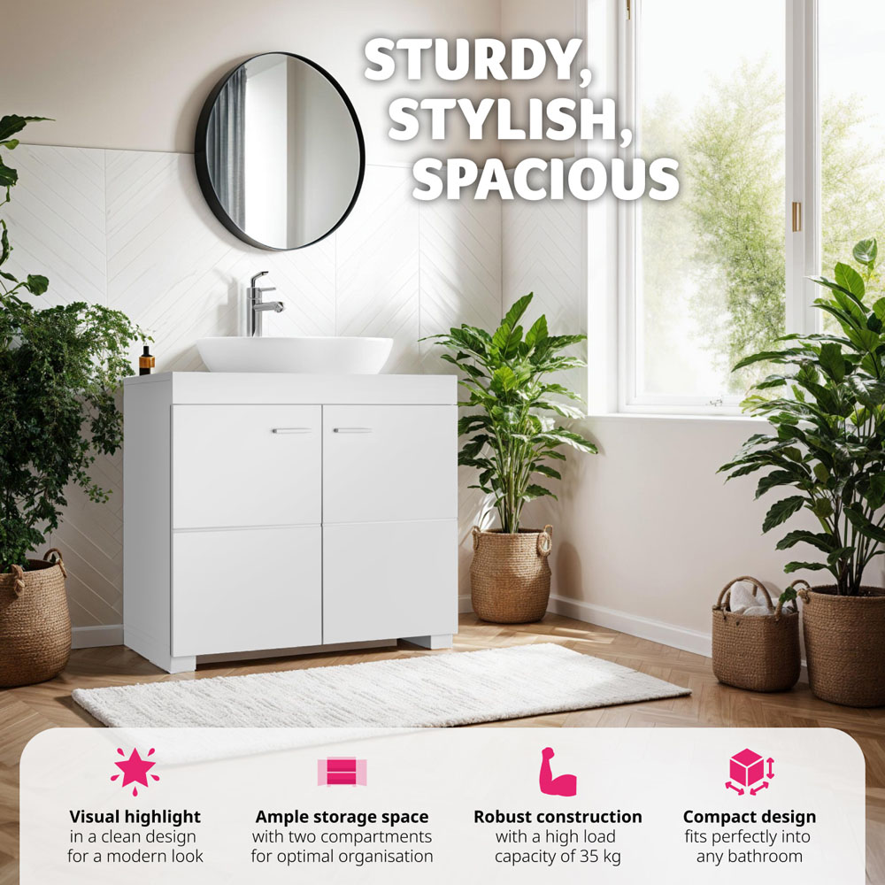 Tectake Idris 2 Door White Bathroom Cabinet Image 3