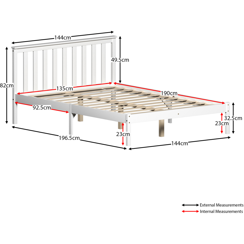 Vida Designs Milan Double White Low Foot Wooden Bed Frame Image 8