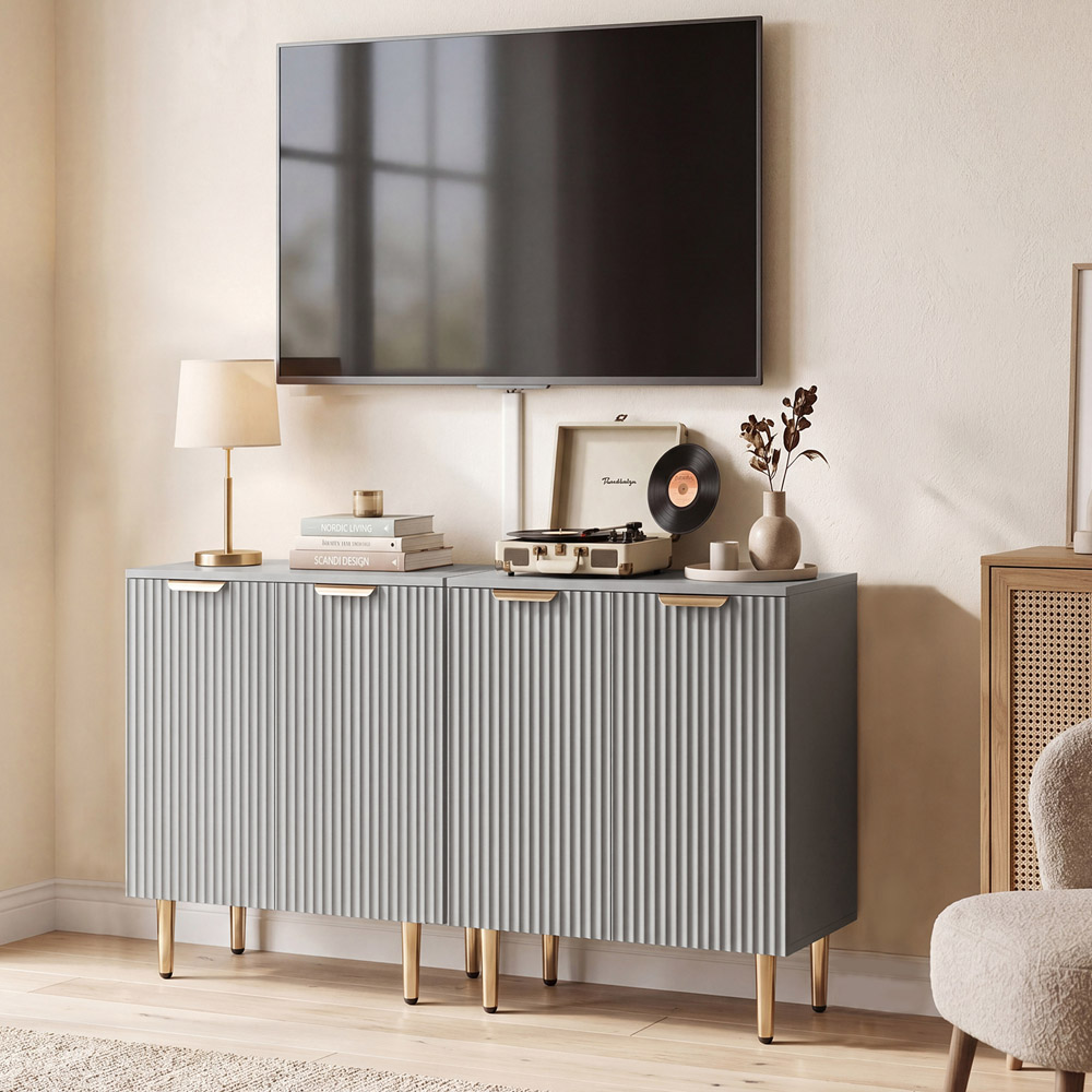HOMCOM 2 Door Grey Sideboard Cabinet with Adjustable Shelf Image 4
