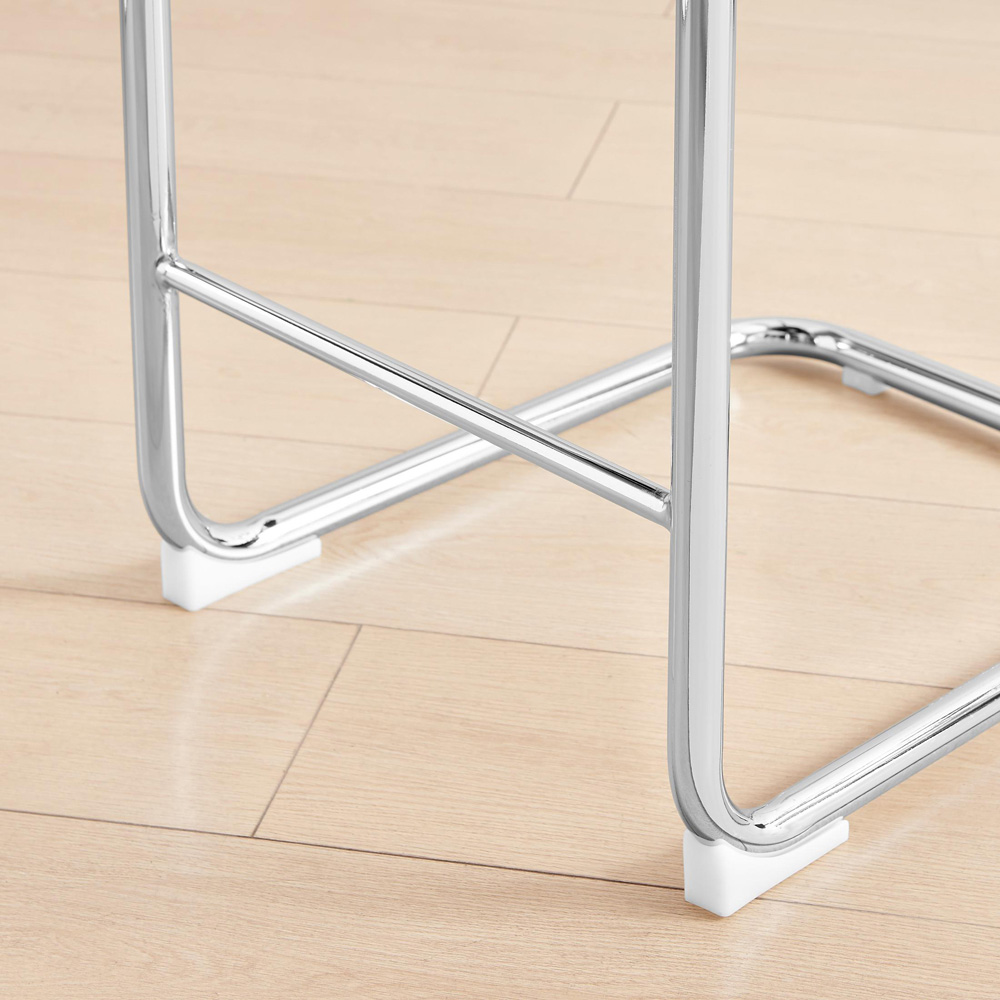 Furniturebox Fontana White and Silver Faux Leather Bar Chair Set of 2 Image 4