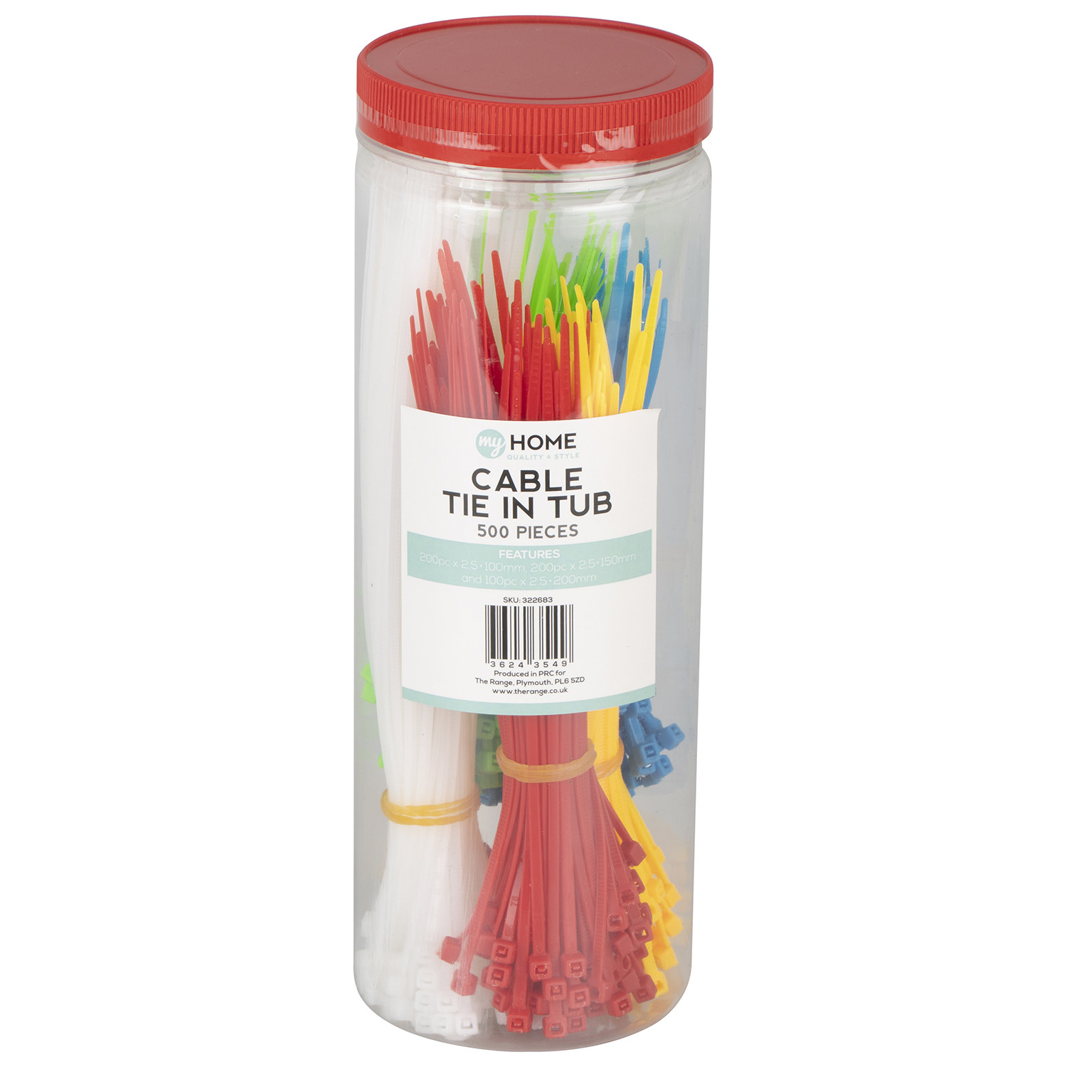 My Home Mixed Colours Cable Tie in Tub 500 Pack Image