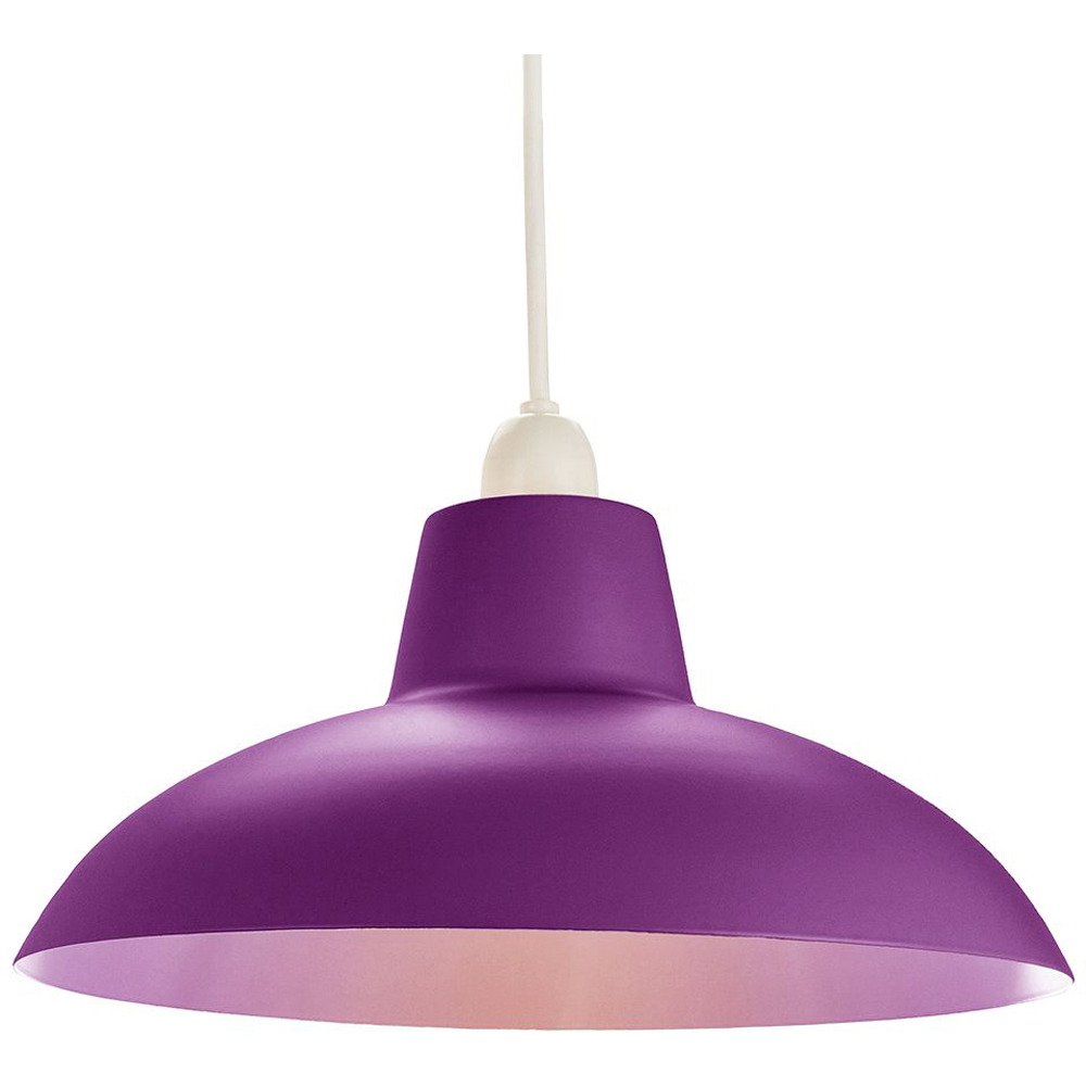 Happy Homewares Matt Purple Curved Metal Ceiling Pendant Light Shade Image 2
