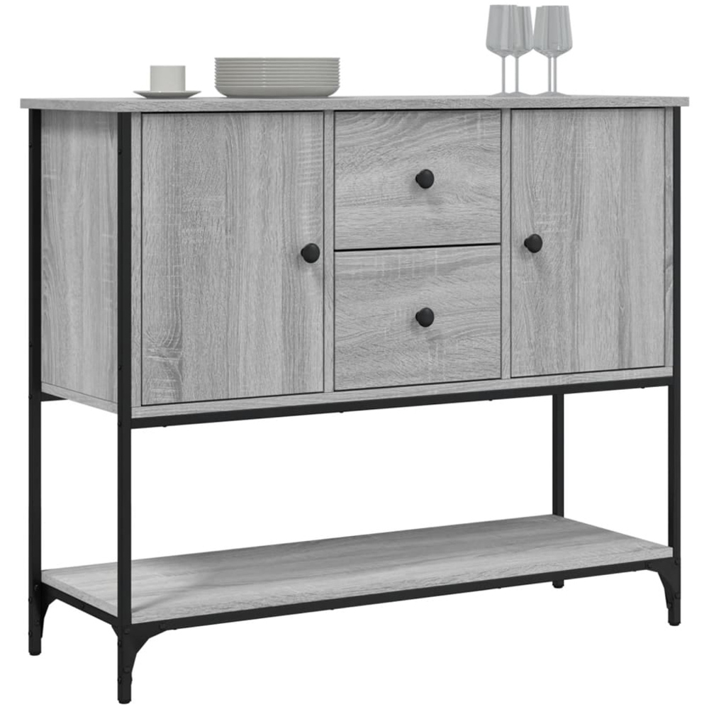 vidaXL 2 Door 2 Drawer Single Shelf Grey Sonoma Wooden Sideboard Image 3