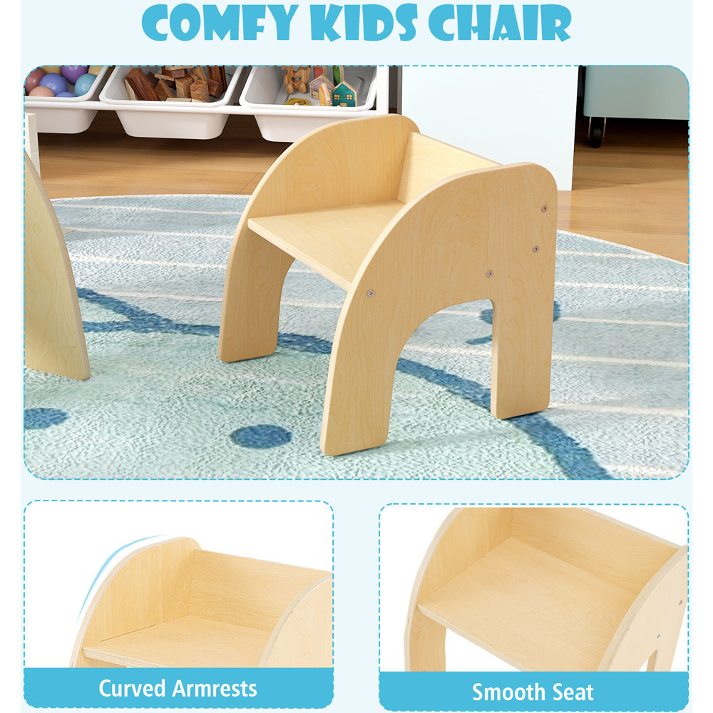 Costway Natural Wooded Toddler Kids Desk Set Image 6