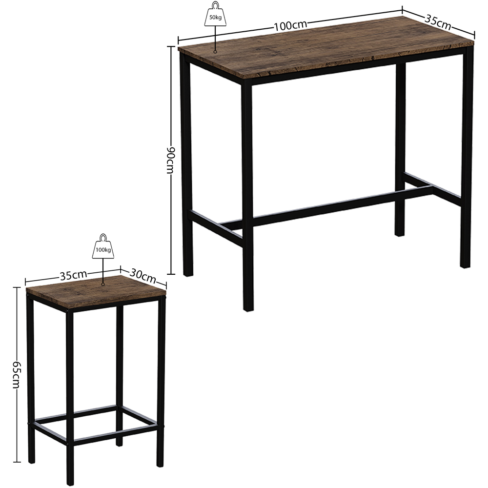 VIDA DESIGNS Roslyn 2 Seater Metal Frame Breakfast Table Set Dark Wood Image 9