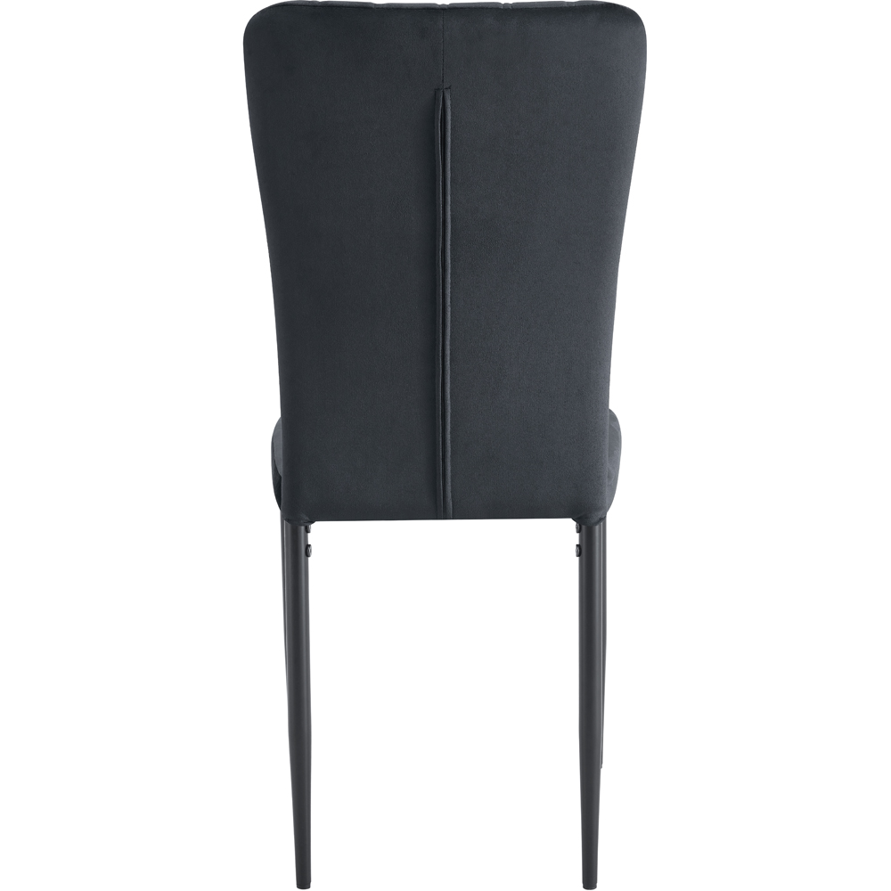 wilko Elle Set of 4 Black Velvet Effect Plush Padded Upholstered Dining Chair Image 6