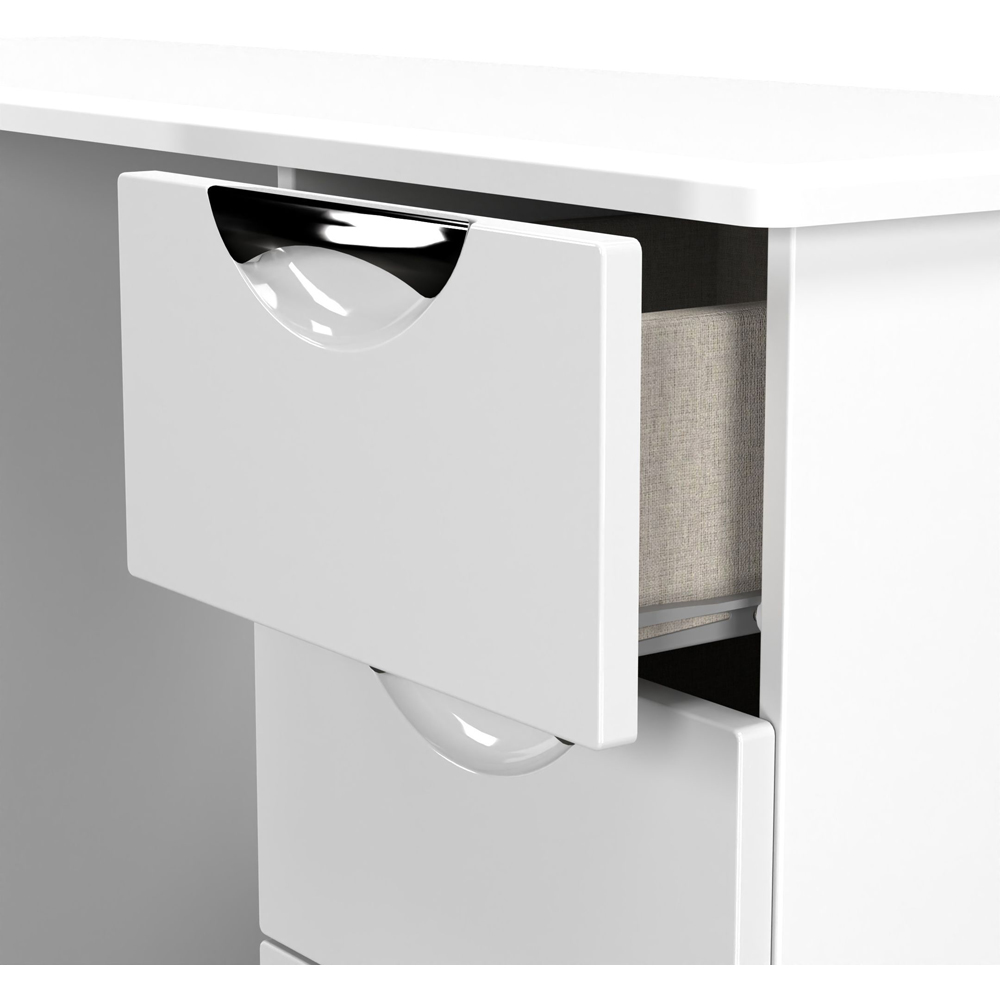 Crowndale Camden 6 Drawer White Gloss and White Kneehole Desk Ready Assembled Image 6
