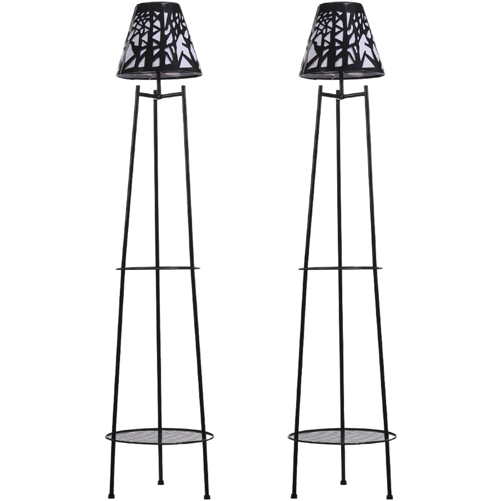 Living and Home 2 Tier Solar Powered Plant Stand 2 Pack Image 1