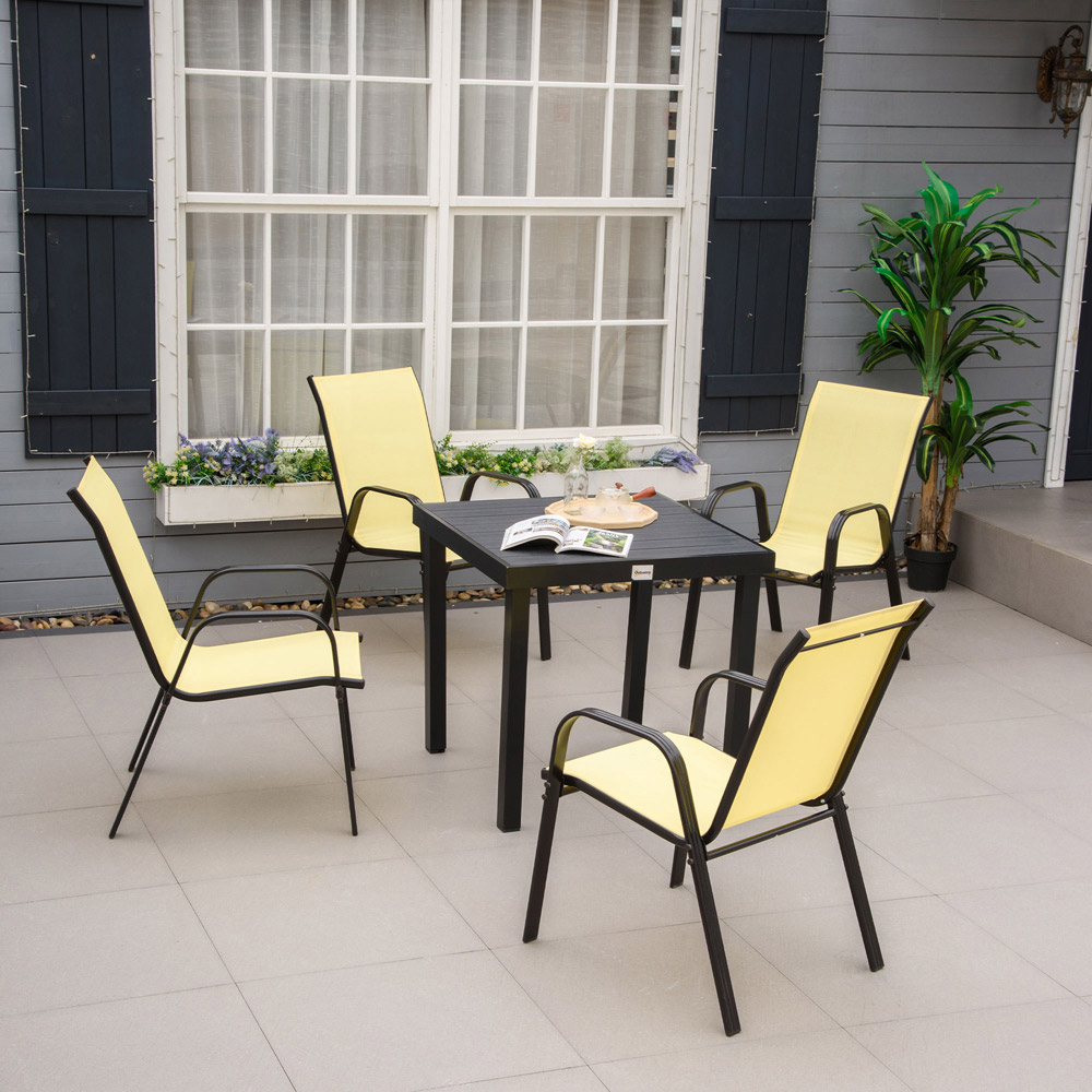 Outsunny Set of 4 Beige Stackable Outdoor Dining Chair Image 7