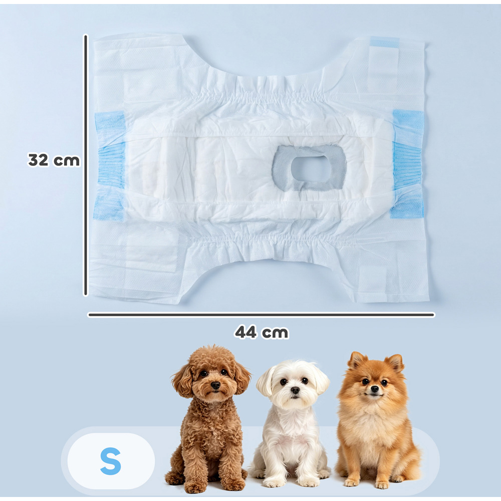 PawHut Small Disposable Female Dog Diapers 19-37cm 48 Pack Image 9