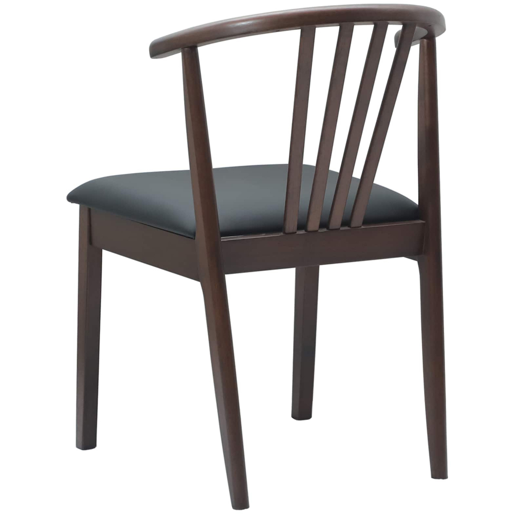 vidaXL Set of 2 Light Brown and Black Rubberwood Vintage Dining Chairs Image 4
