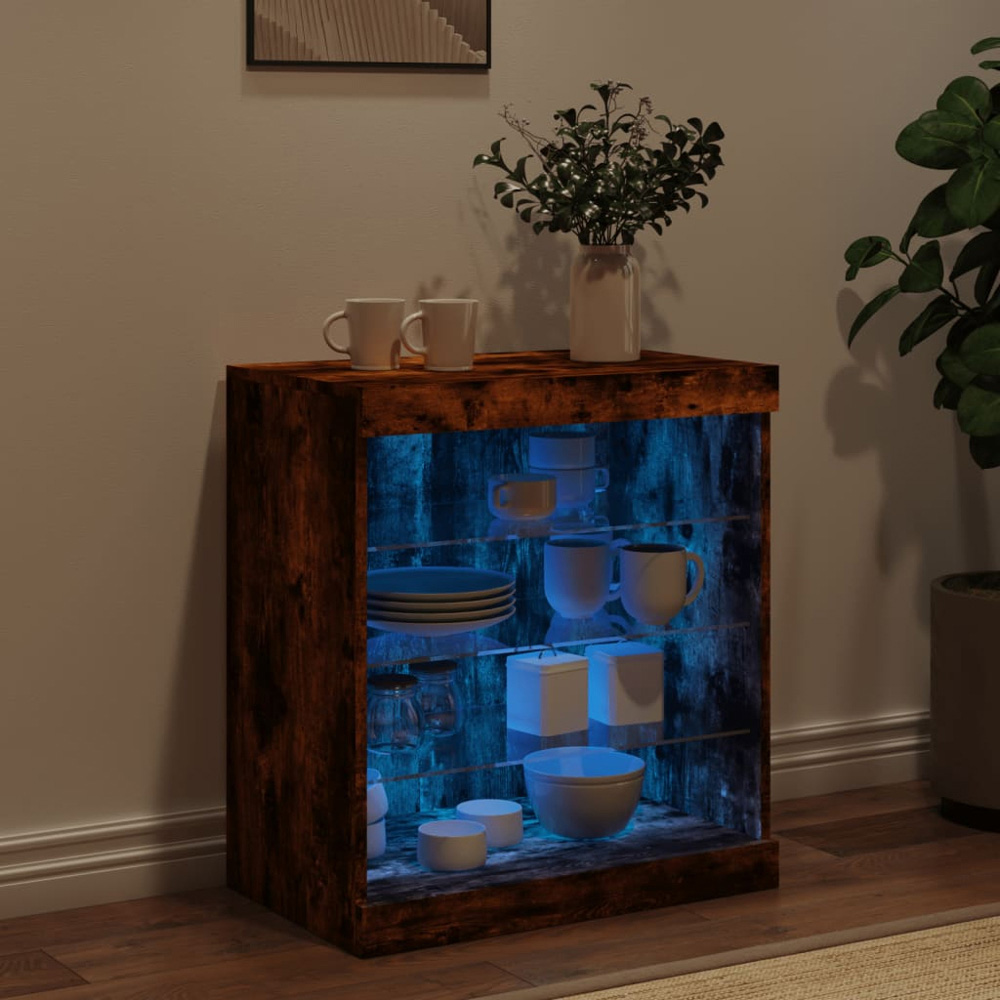 vidaXL 4 Shelf Smoked Oak Sideboard with RGB LED Lights Image 3
