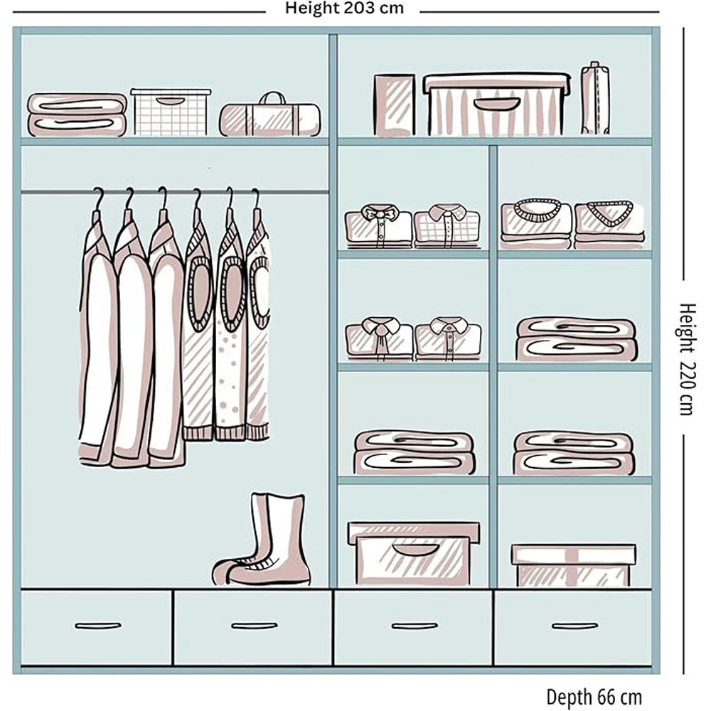 Sliding Wardrobes 4U Sycylia 2 Door 4 Drawer White High Gloss Mirror Wardrobe Image 6
