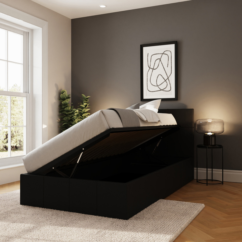 GFW Single Black Side Lift Ottoman Bed Image 8
