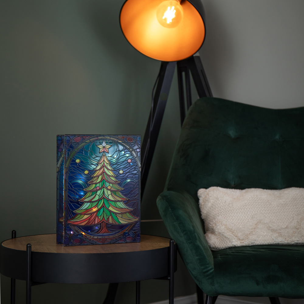 Samuel Alexander LED Stained Glass Christmas Tree Decoration 28cm Image 8