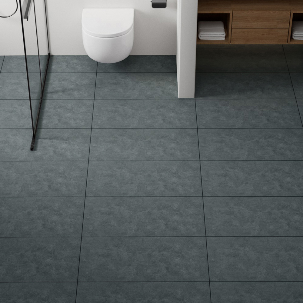 Living and Home PVC Dark Grey Stone Effect Self Adhesive Waterproof PVC Flooring Plank 28 Pack Image 1