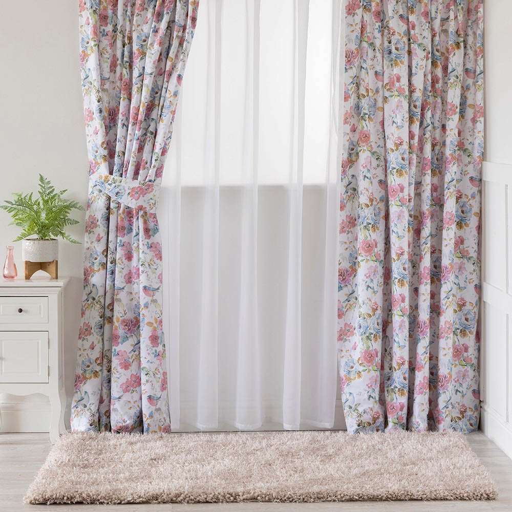 Serene Country Dream Secret Garden Curtains with Back Ties 168 x 183cm Image 1