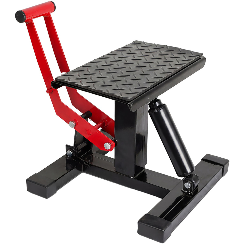 Monvelo Black Height Adjustable H-Shaped Hydraulic Motorcycle Lift Stand Image 1