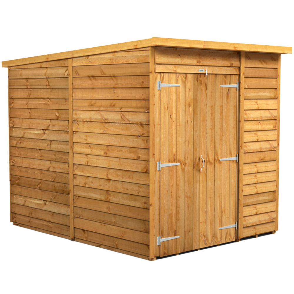 Power Sheds 6 x 8ft Double Door Overlap Pent Wooden Shed Image 1
